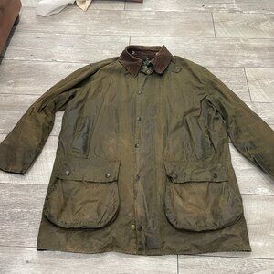 Vintage BARBOUR Border Wax Jacket Parka C44 Large Green A200